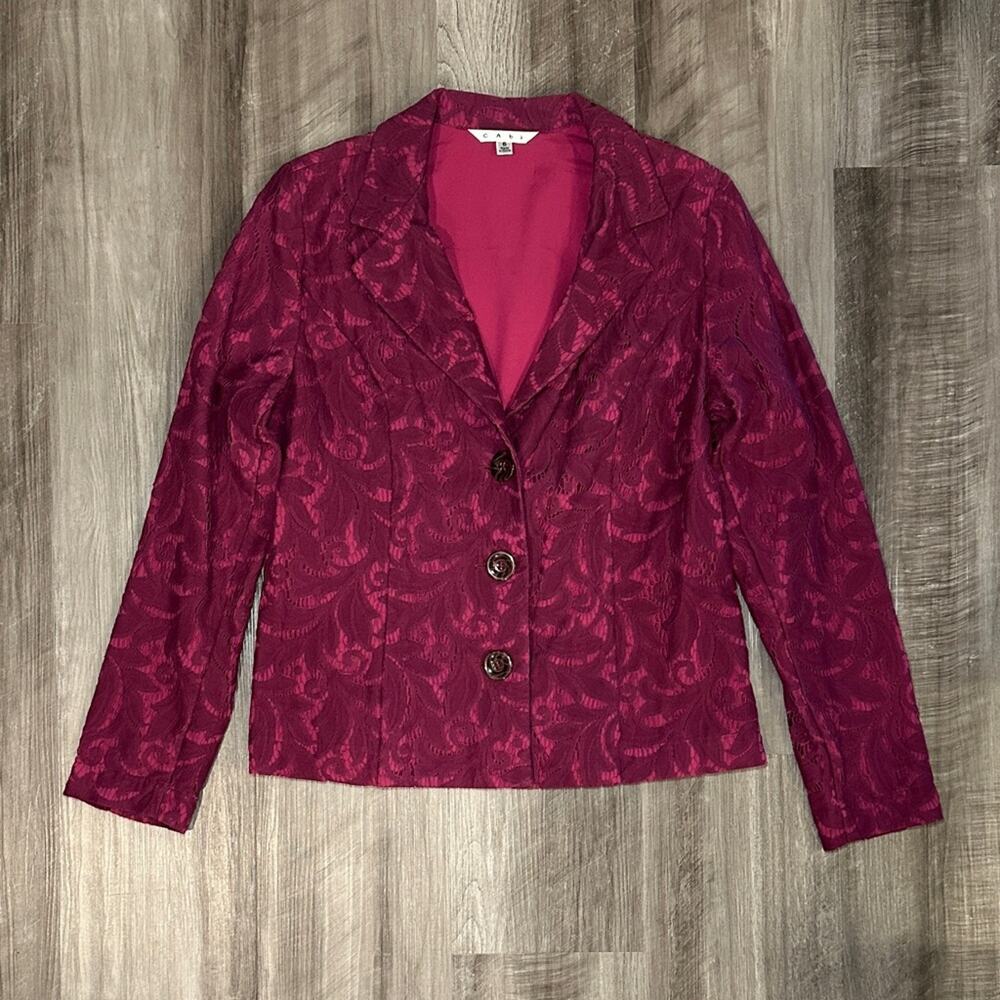 Cabi Frolic Plumberry Lace Blazer Jacket - 6